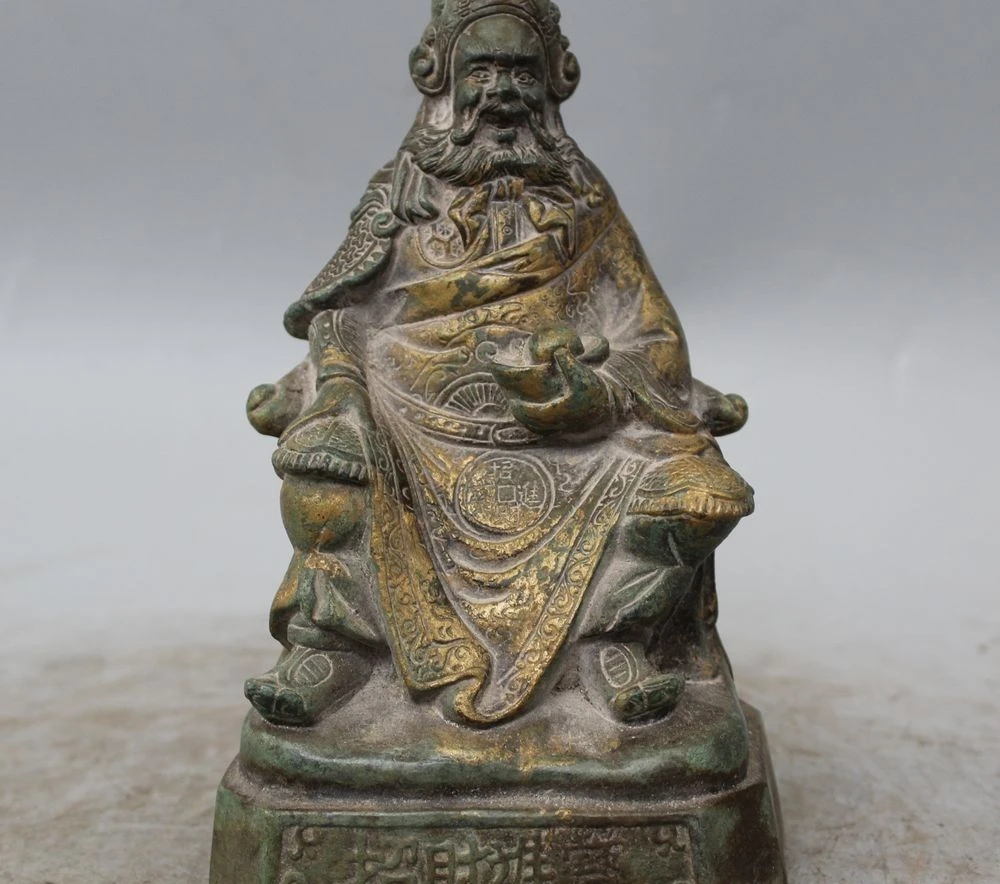 7" Chinese Bronze Gild Stand Mammon Money Wealth God Yuan Bao Statue Sculpture
7" Chinese Bronze Gild Stand Mammon Money Wealth God Yuan Bao Statue Sculpture