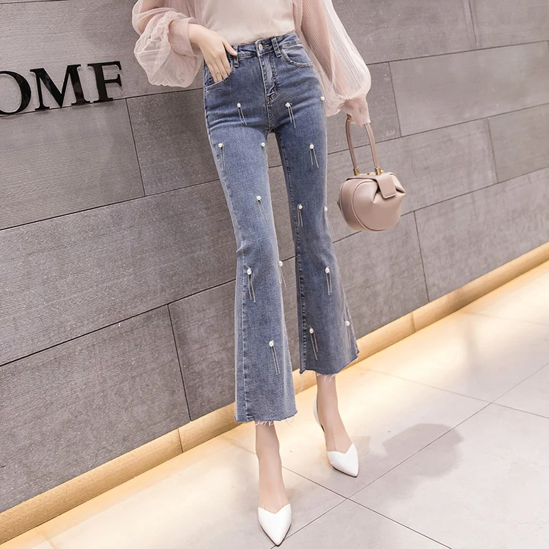 Pearl Tassel Blue High Waist Jeans Female Streetwear Pocket Vintage Flare Jeans 2018 Autumn Denim Pants Women Bottom
Pearl Tassel Blue High Waist Jeans Female Streetwear Pocket Vintage Flare Jeans 2018 Autumn Denim Pants Women Bottom