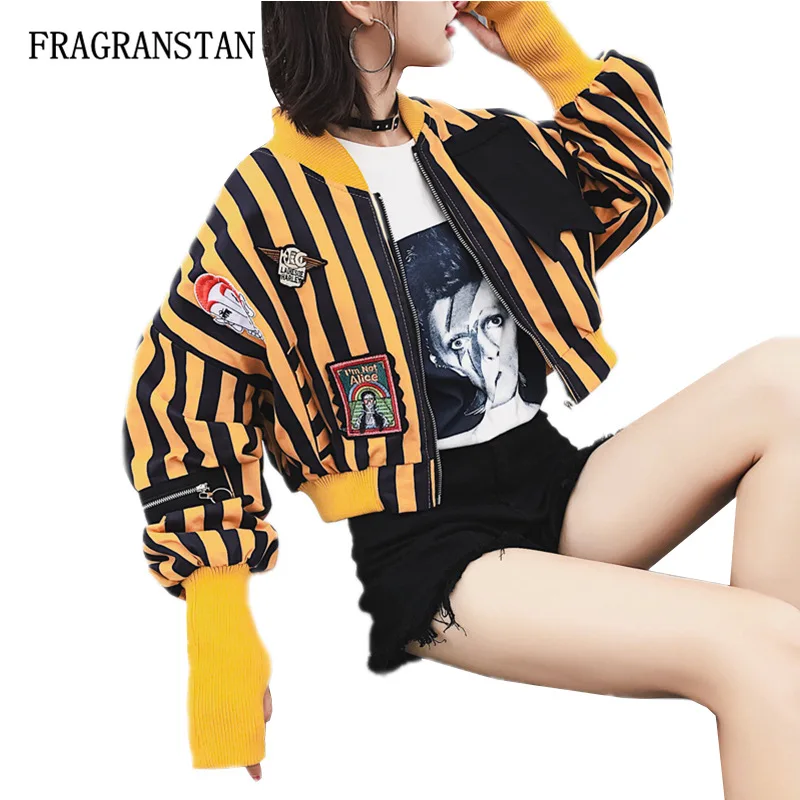 Harajuku Cartoon Pattern Embroidery Patch Designs Printed Striped Coat Spring Autumn Women New Fashion Street Style Jacket JQ325
Harajuku Cartoon Pattern Embroidery Patch Designs Printed Striped Coat Spring Autumn Women New Fashion Street Style Jacket JQ325