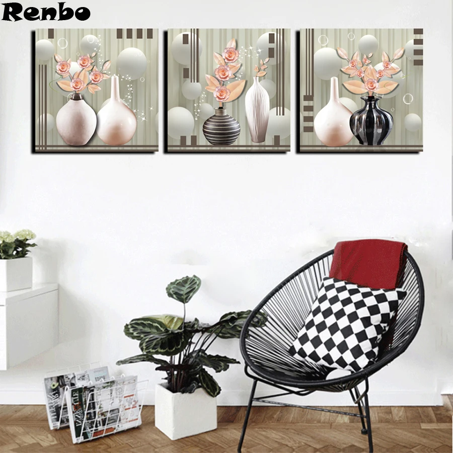 5D DIY Diamond Painting Triptych 3pcs Diamond Embroidery Vase Floral Paintings Diamond Mosaic Multi-picture Decoration Home
5D DIY Diamond Painting Triptych 3pcs Diamond Embroidery Vase Floral Paintings Diamond Mosaic Multi-picture Decoration Home