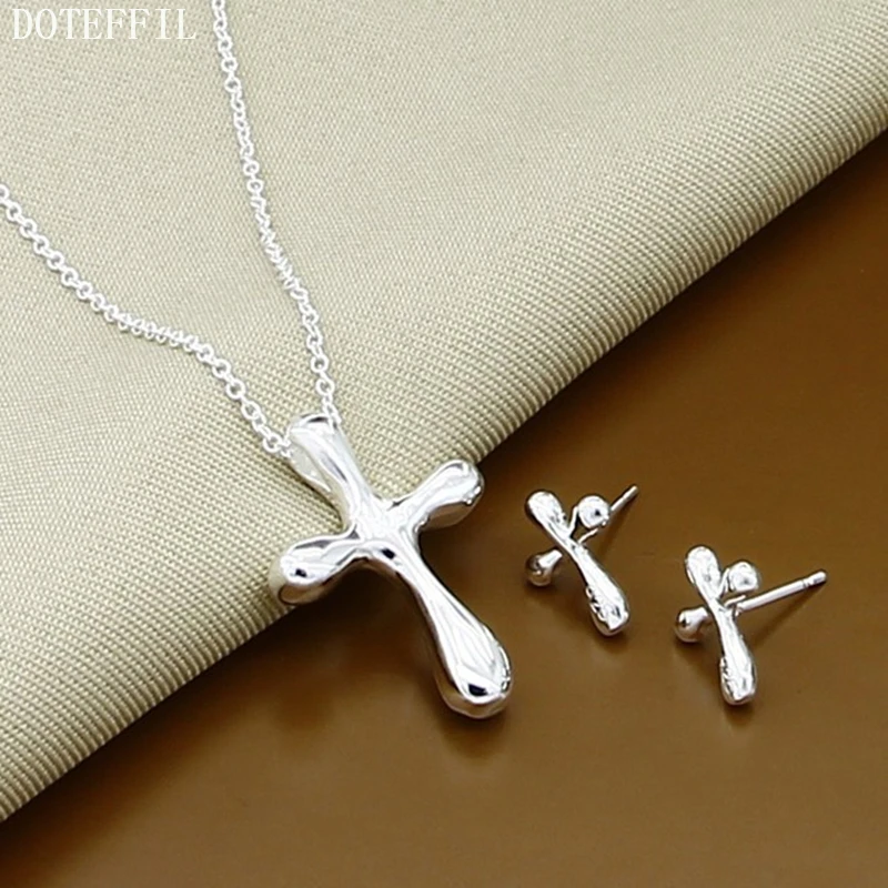 DOTEFFIL 925 Sterling Silver Water Drop/Raindrop Cross Necklace Earring Set For Woman Wedding Engagement Fashion Charm Jewelry
DOTEFFIL 925 Sterling Silver Water Drop/Raindrop Cross Necklace Earring Set For Woman Wedding Engagement Fashion Charm Jewelry