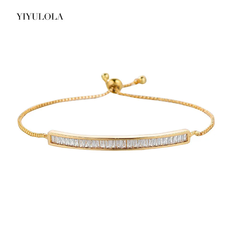 Yiyulola Циркон Gold Медь Браслеты для Для женщин Мода регулируемый цепи и ссылка