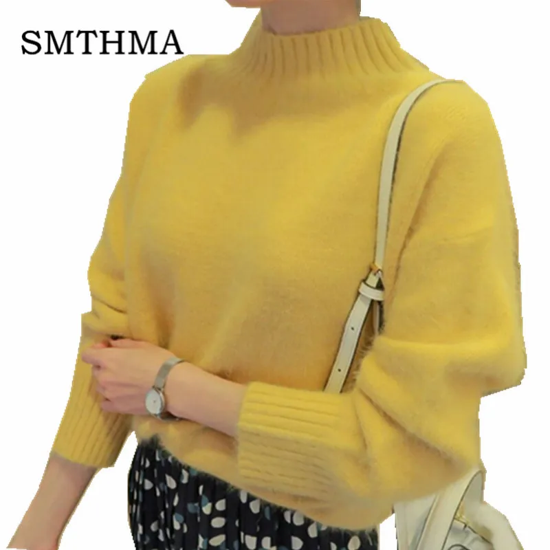 SMTHMA Vintage Yellow white Turtleneck Sweater Mohair Pullovers Women Knitted Warm Sweater
SMTHMA Vintage Yellow white Turtleneck Sweater Mohair Pullovers Women Knitted Warm Sweater