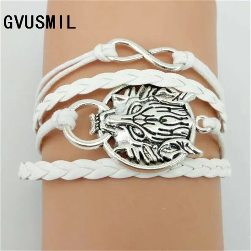 Fashion Game of Thrones Men Leather Bracelet Song of Ice And Fire Vintage Punk Antique Silver Plated Dragon Charm for Women
Fashion Game of Thrones Men Leather Bracelet Song of Ice And Fire Vintage Punk Antique Silver Plated Dragon Charm for Women