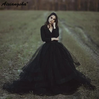 Black Long Women 2019 Evening Dresses V-neck Ball Gown Tulle Ruffles Full Sleeve Evening Gowns V-neck Special robe de soiree
Black Long Women 2019 Evening Dresses V-neck Ball Gown Tulle Ruffles Full Sleeve Evening Gowns V-neck Special robe de soiree