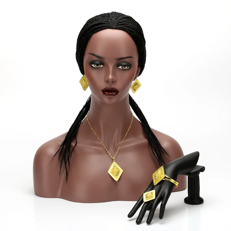 Ethiopian Jewelry Gold Color Eritrea Habesha Sudan set African Bridal Wedding Jewellery Pendant Necklace Earring Arab for Women Ethiopian Jewelry Gold Color Eritrea Habesha Sudan set African Bridal Wedding Jewellery Pendant Necklace Earring Arab for Women