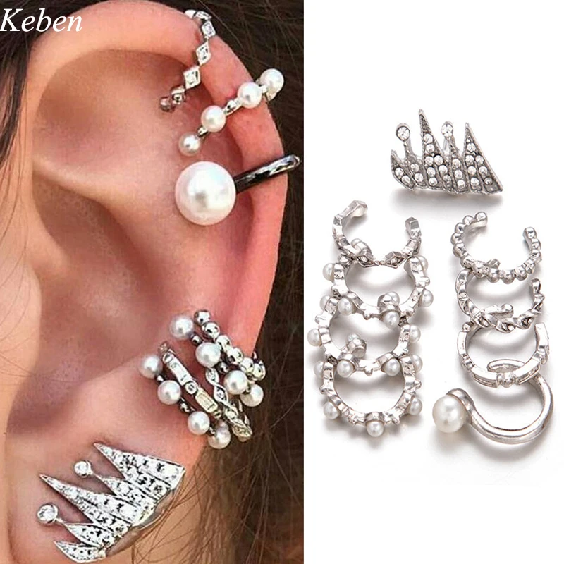 9pcs/set Punk Simulated Pearl Crystal Clip Earrings for Women Bohemian Silver Color Ear Cuff Brincos Fashion Geometry Jewelry
9pcs/set Punk Simulated Pearl Crystal Clip Earrings for Women Bohemian Silver Color Ear Cuff Brincos Fashion Geometry Jewelry