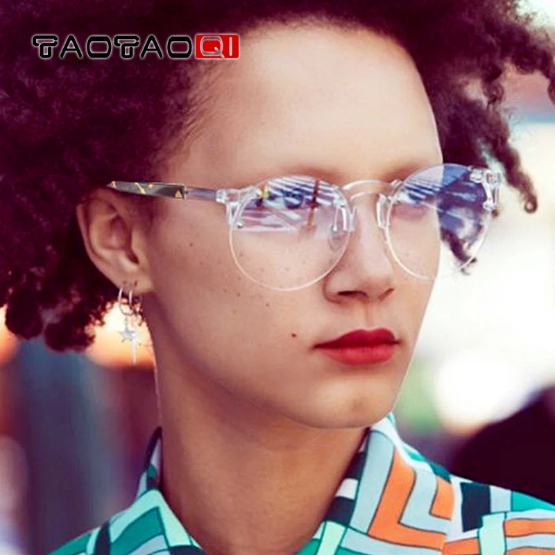 

TAOTAOQI Brand Cat Eye Sunglasses Women Designer Without Frame Fashion Round Men Sun Glasses Female vintage Oculos UV400