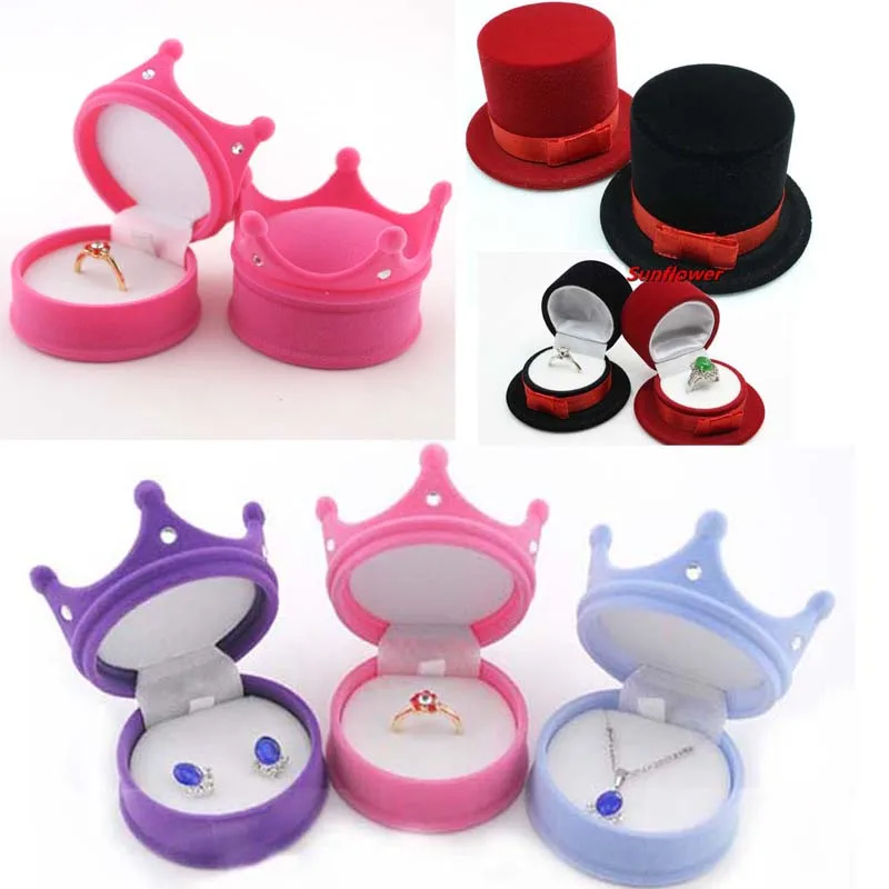 Creativity Top Hat Rose Crown Velvet Ring Display Box Stud Earring Jewelry Case Princess Gift Boxes Wedding Favors
Creativity Top Hat Rose Crown Velvet Ring Display Box Stud Earring Jewelry Case Princess Gift Boxes Wedding Favors