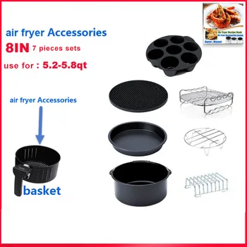 Air Fryer Accessories 8in Inch 7 Piece Set for 5.2-5.8QT Cake Basket Pizza Dish Double Grill Kitchen Tools Steel Metal Holder
Air Fryer Accessories 8in Inch 7 Piece Set for 5.2-5.8QT Cake Basket Pizza Dish Double Grill Kitchen Tools Steel Metal Holder