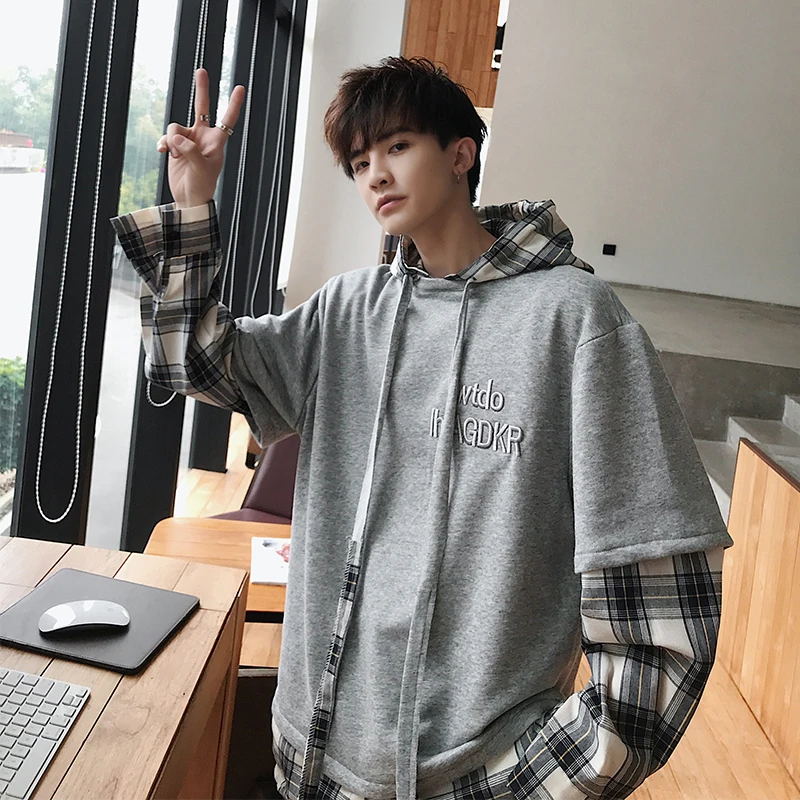 2019 Autumn Men's Lattice Printing Coat Male Clothing Pullover Split Joint Hoodies Loose Cotton Casual Sweatshirts Size M-5XL 
2019 Autumn Men's Lattice Printing Coat Male Clothing Pullover Split Joint Hoodies Loose Cotton Casual Sweatshirts Size M-5XL