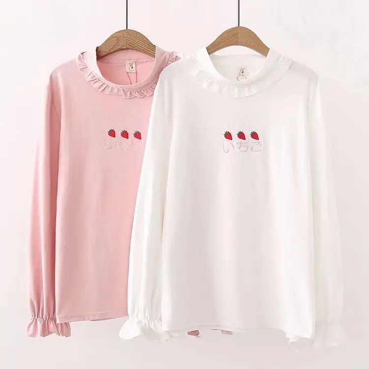 Turtleneck Ruffles Long Sleeve Embroidery Japanese Letter Fruit Pretty Tee Top Winter Autumn Korean Lolita Clothes Shirt T-Shirt
Turtleneck Ruffles Long Sleeve Embroidery Japanese Letter Fruit Pretty Tee Top Winter Autumn Korean Lolita Clothes Shirt T-Shirt