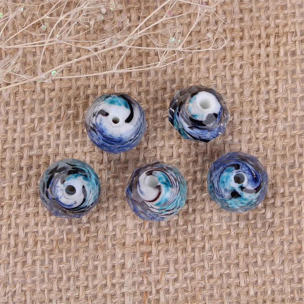 Lampwork Glass Beads Round Blue Faceted About 12mm( 4/8") x 9mm( 3/8"), Hole: Approx 2.8mm, 10 PCs
Lampwork Glass Beads Round Blue Faceted About 12mm( 4/8") x 9mm( 3/8"), Hole: Approx 2.8mm, 10 PCs