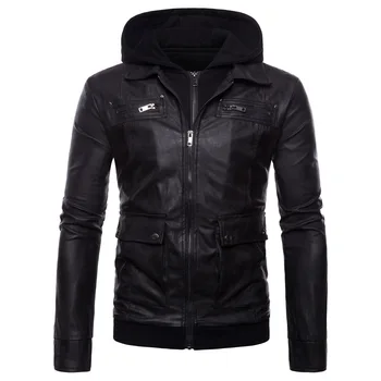 Men Leather Jacket 2020 New Men's Hooded Leather Jacket Faux with Cover Dig Bag Handle Casual Leather Coat
Men Leather Jacket 2020 New Men's Hooded Leather Jacket Faux with Cover Dig Bag Handle Casual Leather Coat