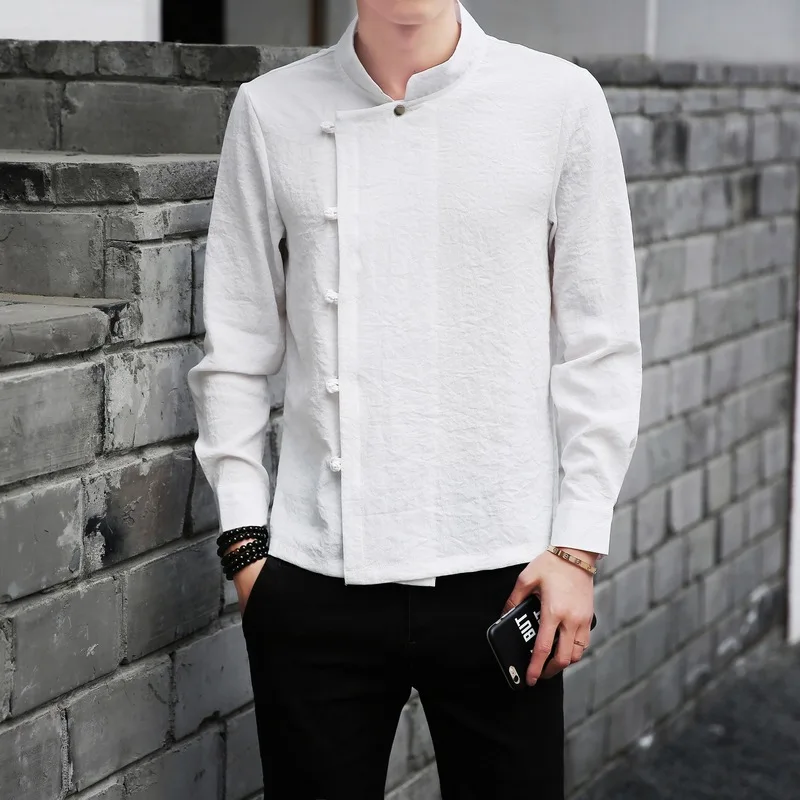 Helisopus Fashion Men Chinese Tang Suit Men's Long Sleeves Shirt Thin Retro Shirt Black White Tops
Helisopus Fashion Men Chinese Tang Suit Men's Long Sleeves Shirt Thin Retro Shirt Black White Tops