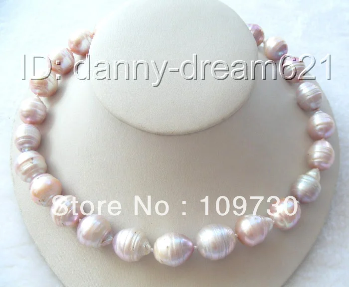 

Jewelry 00823 AMAZING huge 18mm lavender SOUTH Reborn keshi pearls necklace