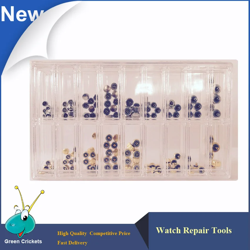 wholesale 180pcs/box Assorted size Watches Crowns,Golden&Silver Color Waterproof Wathes Replacement Parts Crowns for Watchmakers
wholesale 180pcs/box Assorted size Watches Crowns,Golden&Silver Color Waterproof Wathes Replacement Parts Crowns for Watchmakers