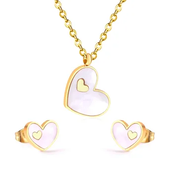 LUXUKISSKIDS Dubai African Stainless Steel Heart Earrings Shell Necklace Earrings Jewelry Sets For Women Fashion Wedding Jewelry
LUXUKISSKIDS Dubai African Stainless Steel Heart Earrings Shell Necklace Earrings Jewelry Sets For Women Fashion Wedding Jewelry