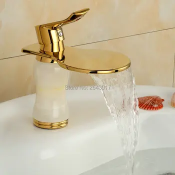 Bathroom Luxury Golden Waterfall Faucet Marble Stone White Mixer Taps Fashion Basin Sink pia do banheiro ZR462
Bathroom Luxury Golden Waterfall Faucet Marble Stone White Mixer Taps Fashion Basin Sink pia do banheiro ZR462