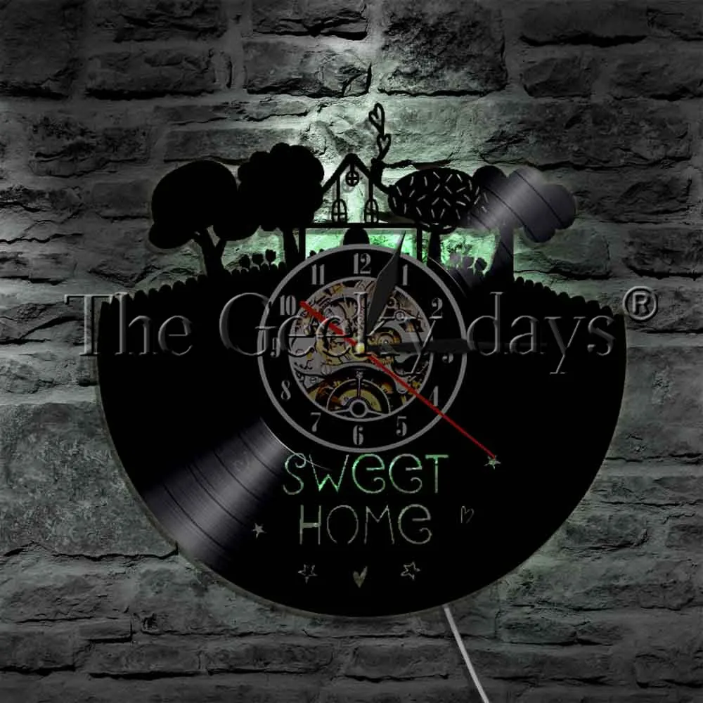Sweet Home LED Night Light Vinyl Record Wall Clock Family House Flowers Love Garden Modern Wall Light Home Decor Art Gift
Sweet Home LED Night Light Vinyl Record Wall Clock Family House Flowers Love Garden Modern Wall Light Home Decor Art Gift