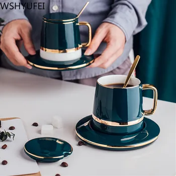 WSHYUFEI Nordic style ceramic cup Elegant coffee mug afternoon teacup 1 cup 1 cover 1 dish 1 spoon About 350ml
WSHYUFEI Nordic style ceramic cup Elegant coffee mug afternoon teacup 1 cup 1 cover 1 dish 1 spoon About 350ml