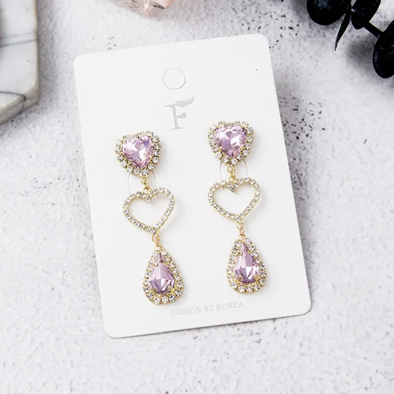 Korean Style New Design Crystal Love Heart Shiny Rhinestone Water Drop Earrings for Women Long Elegant Girls Pendientes 5B3037
Korean Style New Design Crystal Love Heart Shiny Rhinestone Water Drop Earrings for Women Long Elegant Girls Pendientes 5B3037