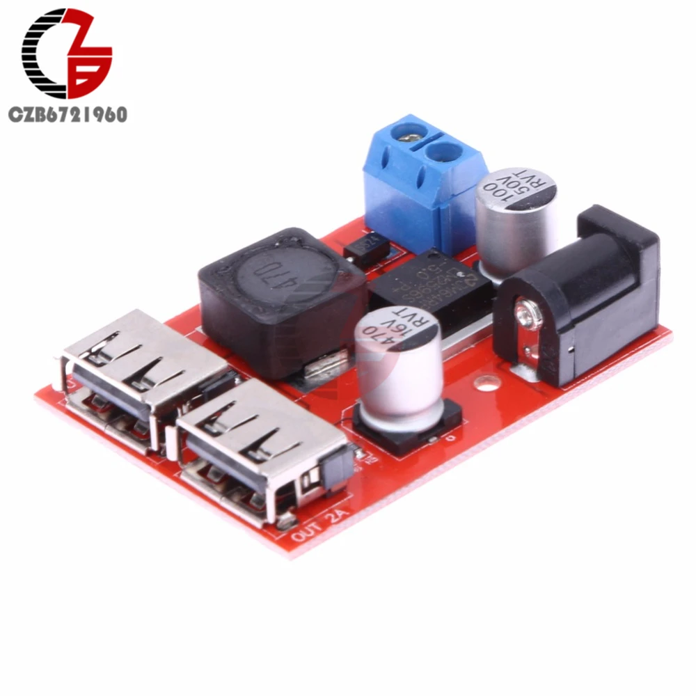 LM2596S Dual USB DC-DC 9V / 12V / 24V / 36V to Fixed Output 5V 3A Step Down Buck Converter Car Charger Solar Power Supply Module
LM2596S Dual USB DC-DC 9V / 12V / 24V / 36V to Fixed Output 5V 3A Step Down Buck Converter Car Charger Solar Power Supply Module