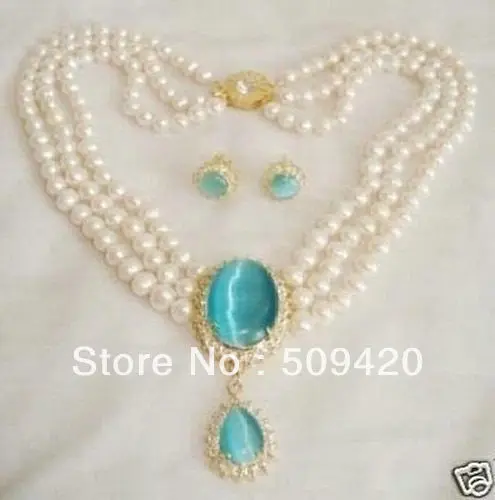 Free Shipping>>>CharmiNg! jewelry Natural white pearl necklace opal pendant earring set
Free Shipping>>>CharmiNg! jewelry Natural white pearl necklace opal pendant earring set