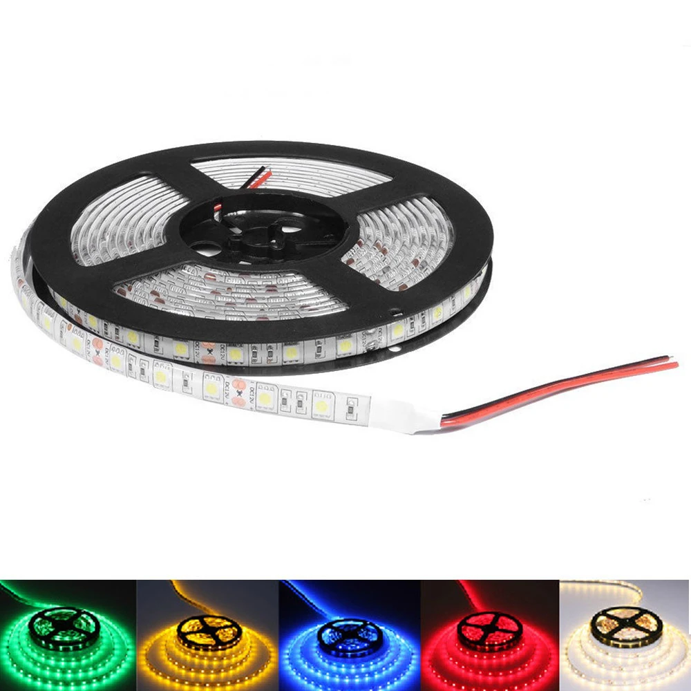 Супер яркий 0.5-5 м 5050 SMD RGB светодиодные полосы света 60leds/M DC12V LED Клейкие ленты