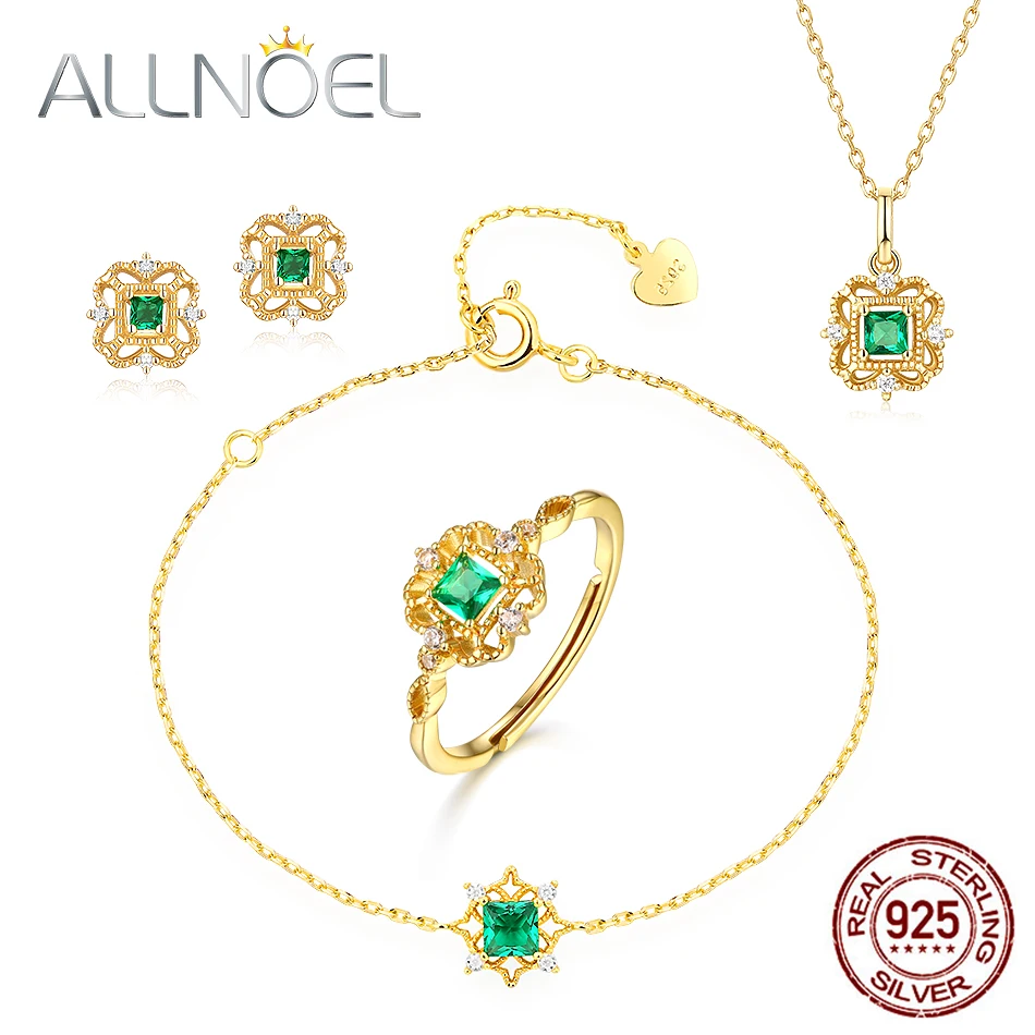 ALLNOEL 925 Sterling Silver Zircon Diamond Jewelry Set For Women Nano Green Cubic Zirconium Ring Earrings Bracelet Necklace Sets
ALLNOEL 925 Sterling Silver Zircon Diamond Jewelry Set For Women Nano Green Cubic Zirconium Ring Earrings Bracelet Necklace Sets