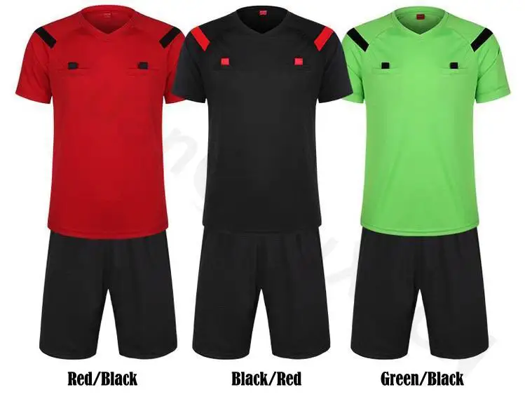 Image 10sets Short sleeve Soccer Referee Jersey Judge Uniform Professional Soccer Referee Clothing Football Referee Jersey set