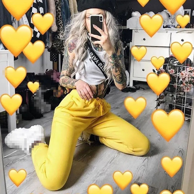 2019 Spring Capris Pockets Track Pants Women Casual Elastic High Waist Trousers Yellow Color Sweat Pants
2019 Spring Capris Pockets Track Pants Women Casual Elastic High Waist Trousers Yellow Color Sweat Pants