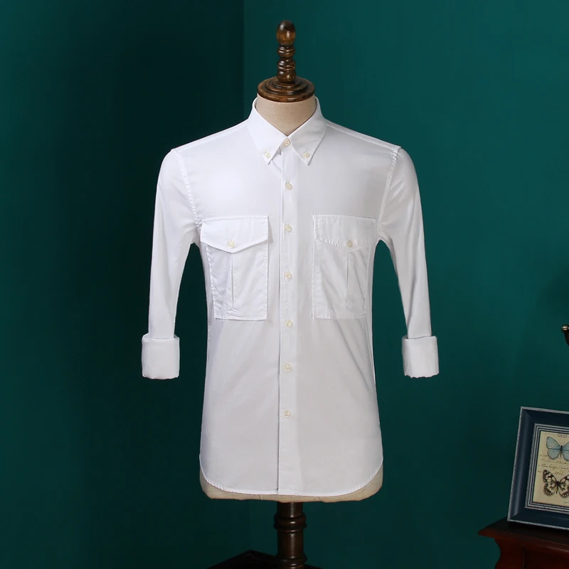 Spring and Summer Long Sleeve Shirt Male, American Retro Light Blue Shirts Large pocket Cotton Tooling Casual Work Shirt White
Spring and Summer Long Sleeve Shirt Male, American Retro Light Blue Shirts Large pocket Cotton Tooling Casual Work Shirt White
