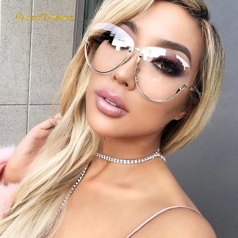 Retro Half Frame Transparent color Sunglasses Women Clear Lens Sun Glasses For Reading Vintage Oversized Unique oculos
Retro Half Frame Transparent color Sunglasses Women Clear Lens Sun Glasses For Reading Vintage Oversized Unique oculos