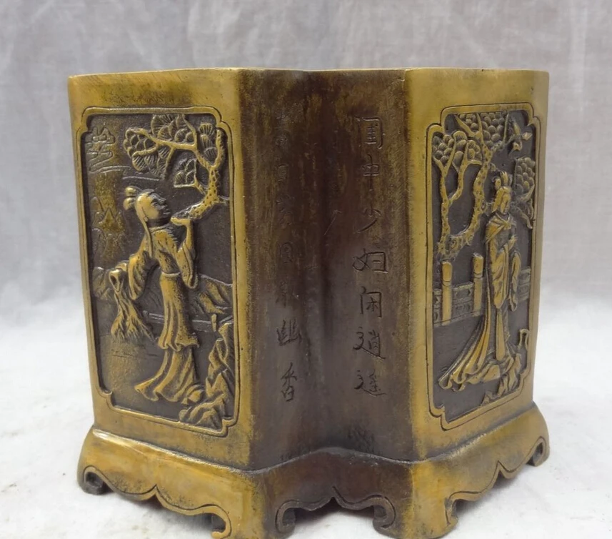 song voge gem S3661 China Bronze Collect 4 Greet Beauties Belle Statue Pencil Vase Brush Barrel Pot
song voge gem S3661 China Bronze Collect 4 Greet Beauties Belle Statue Pencil Vase Brush Barrel Pot