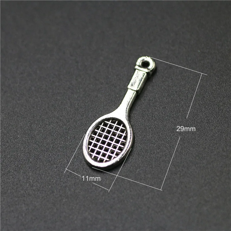 High Quality 20 Pieces/Lot 11mm*29mm Antique Silver Plated Alloy Metal Sports Tennis Racket Charm For Jewelry Making
High Quality 20 Pieces/Lot 11mm*29mm Antique Silver Plated Alloy Metal Sports Tennis Racket Charm For Jewelry Making