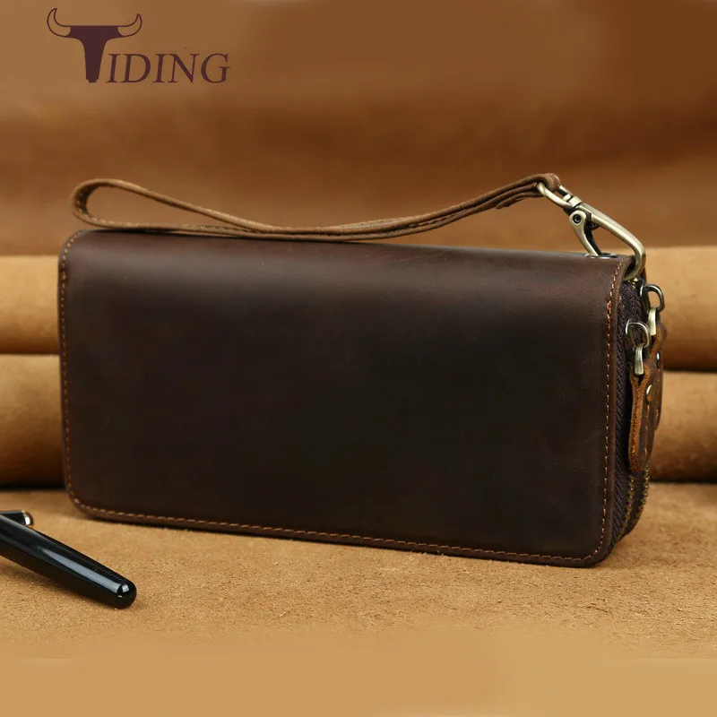 Tiding Top Quality Double Zipper Cowhide Leather Mens Long Wallet Clutch Retro Solid Large Capacity Organizer Purse Women Brown
Tiding Top Quality Double Zipper Cowhide Leather Mens Long Wallet Clutch Retro Solid Large Capacity Organizer Purse Women Brown