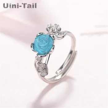 Uini-Tail 2018 new hot 925 sterling silver blue rose open ring female sweet delicate flower ring fresh student jewelry GN360
Uini-Tail 2018 new hot 925 sterling silver blue rose open ring female sweet delicate flower ring fresh student jewelry GN360