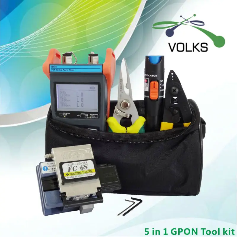 5 In 1 Fiber Optic GPON Tool Kit with FC-6S Fiber Cleaver BIN and Optical Power Meter 10Mw Visual Fault Locator
5 In 1 Fiber Optic GPON Tool Kit with FC-6S Fiber Cleaver BIN and Optical Power Meter 10Mw Visual Fault Locator