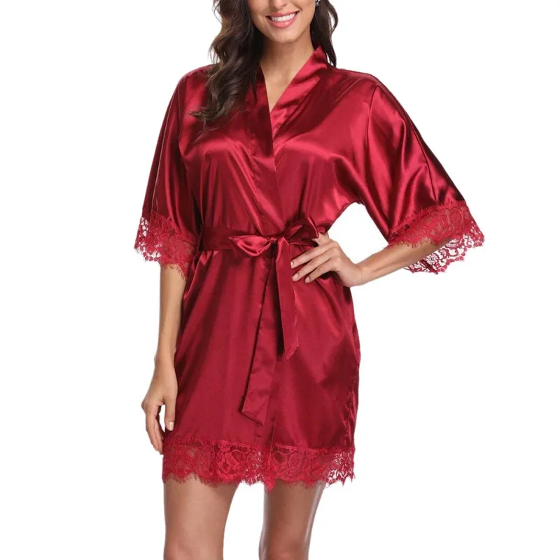 Women Sexy Sleepwear Pajamas Bathrobes Satin Robe Nightgown 2019 New Fashion Lingerie Night Mini Dress Lace Sexy Halt Sleeve
Women Sexy Sleepwear Pajamas Bathrobes Satin Robe Nightgown 2019 New Fashion Lingerie Night Mini Dress Lace Sexy Halt Sleeve