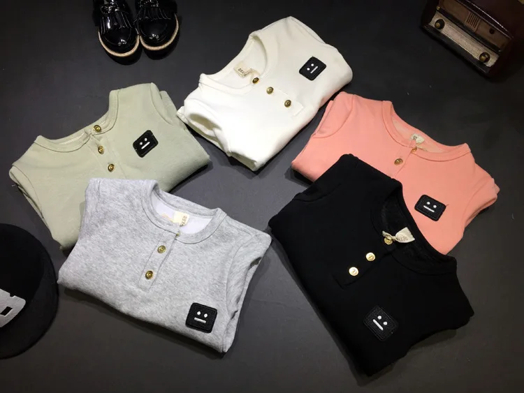 New Spring Girls Long Sleeve Thicken Shirt Boys Basic Fleece Three Buttons Baby T-shirt Smiling Face Children Shirts,2-7Y, #1003
New Spring Girls Long Sleeve Thicken Shirt Boys Basic Fleece Three Buttons Baby T-shirt Smiling Face Children Shirts,2-7Y, #1003