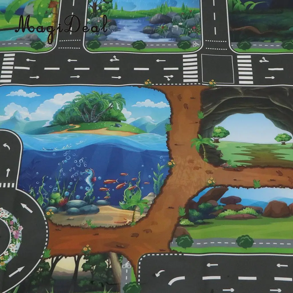 Dinosaur World Traffic Road Carpet Playmat Rug For Cars & Train Game Toys Baby Children Educational Play Mat For Play Game