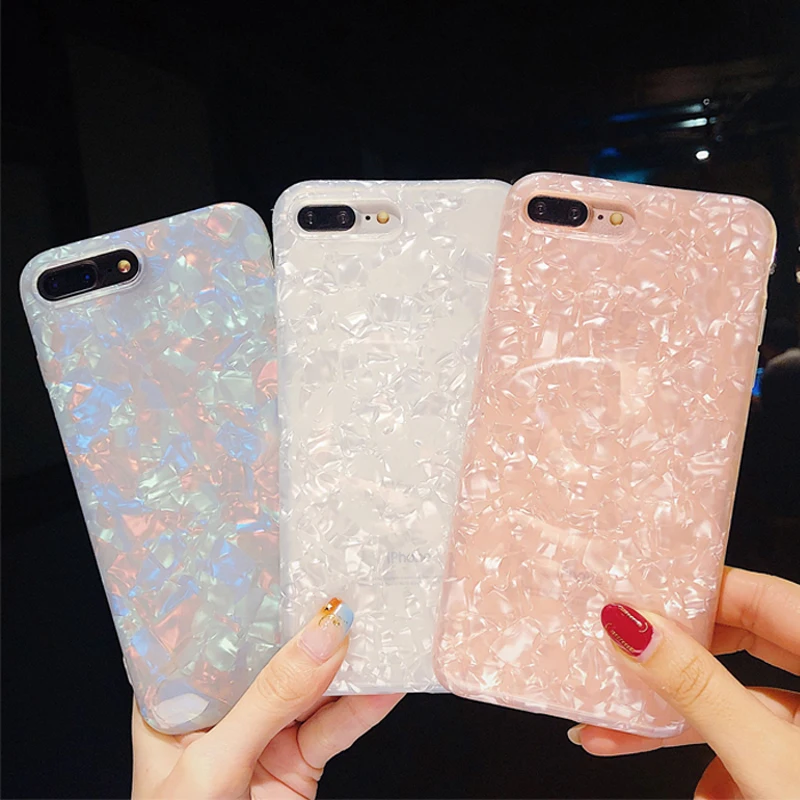 LOVECOM Glitter Dream Shell Pattern Phone Case For iPhone XS XR XS Max X 8 7 6 6S Plus Soft TPU Silicone Back Cover Pure Color