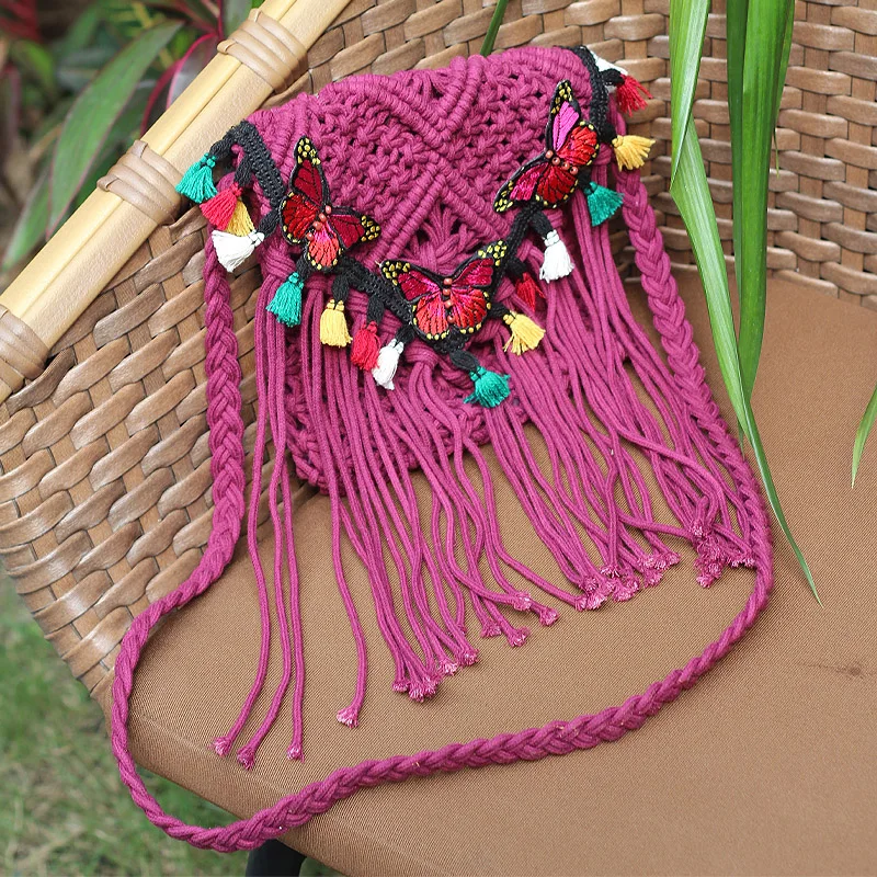 Бабочка летняя богемная Hobo Boho пляжная сумка с узорами ручной работы соломенное