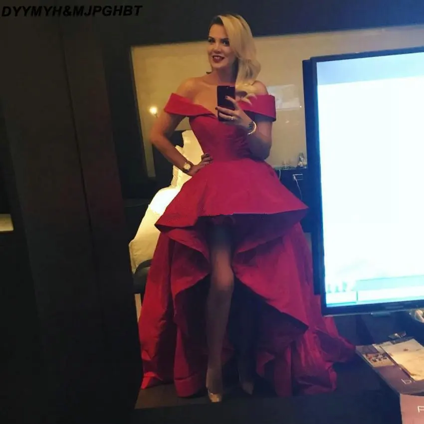 High Low Red Evening Dresses 2019 Off Shoulder Corset Back Asymmetrical Party Gowns Vestidos
High Low Red Evening Dresses 2019 Off Shoulder Corset Back Asymmetrical Party Gowns Vestidos