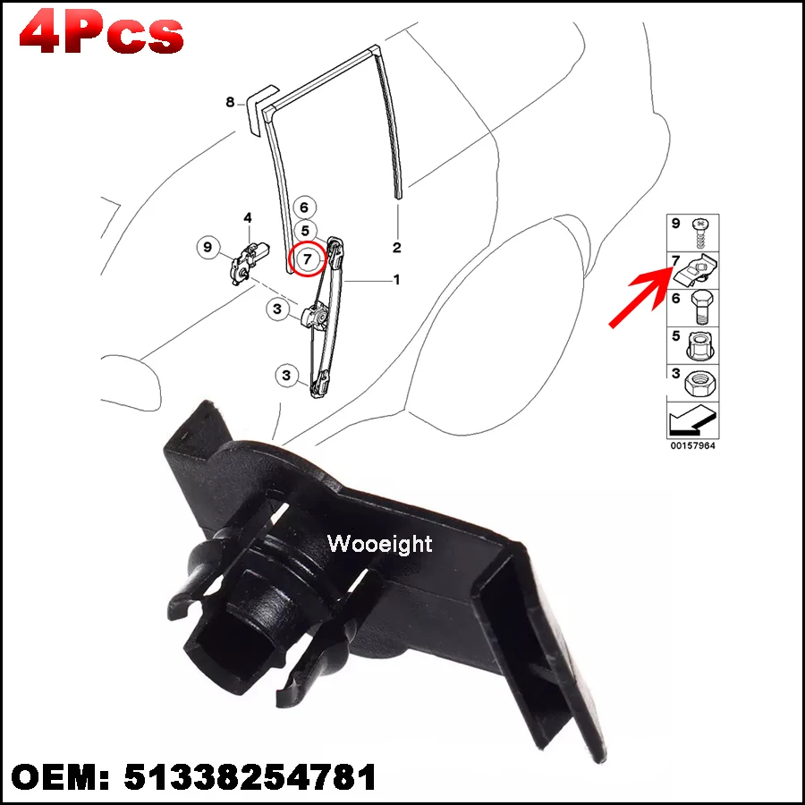 4Pcs 51338254781 Front Left / Right Window Regulator Retaining Clip Fits For BMW E53 X5 2000-2006 Bracket Guide Clips
4Pcs 51338254781 Front Left / Right Window Regulator Retaining Clip Fits For BMW E53 X5 2000-2006 Bracket Guide Clips
