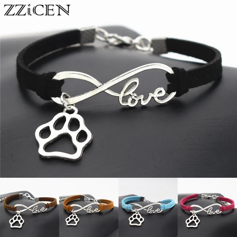 New Fashion Antique Silver Love Pet Footprint Dog's Paw Pendant Infinity Charm Leather Bracelets Cats Dogs Lover Gifts Jewelry
New Fashion Antique Silver Love Pet Footprint Dog's Paw Pendant Infinity Charm Leather Bracelets Cats Dogs Lover Gifts Jewelry