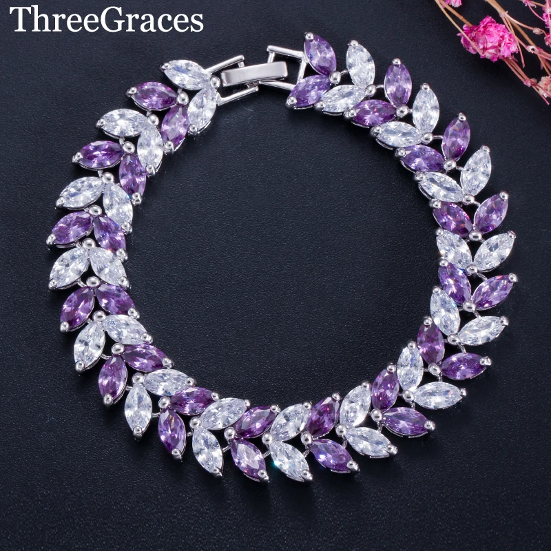 ThreeGraces White Gold Color Beautiful Purple Leaf Shape Cubic Zirconia Crystal Bracelets Bangles Women Fashion Jewelry BR040
ThreeGraces White Gold Color Beautiful Purple Leaf Shape Cubic Zirconia Crystal Bracelets Bangles Women Fashion Jewelry BR040