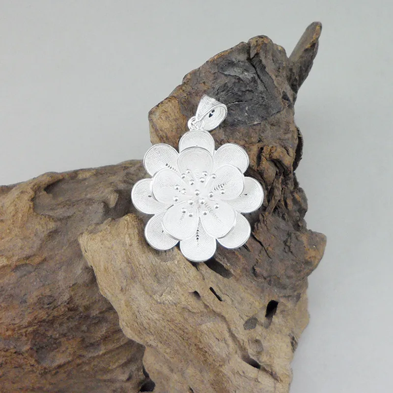 Wedding Jewelry Boho Pendant Handmade Ethnic 999 Sterling Silver Miao Jewelry Flower Pendant Necklace Engagement Gift For Girl
Wedding Jewelry Boho Pendant Handmade Ethnic 999 Sterling Silver Miao Jewelry Flower Pendant Necklace Engagement Gift For Girl