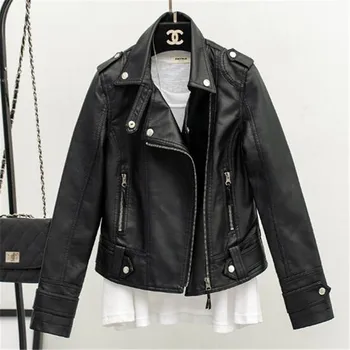 Female 2018 New Design Spring Autumn PU Leather Jacket Faux Soft Leather Coat Slim Black Rivet Zipper Motorcycle Pink Jackets
Female 2018 New Design Spring Autumn PU Leather Jacket Faux Soft Leather Coat Slim Black Rivet Zipper Motorcycle Pink Jackets